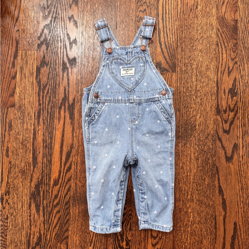 Oshkosh B’gosh Baby Heart Knit Denim Overalls - Light Blue 9M